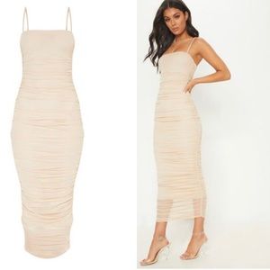 Size 4 Nude Strapped Ruched Dress